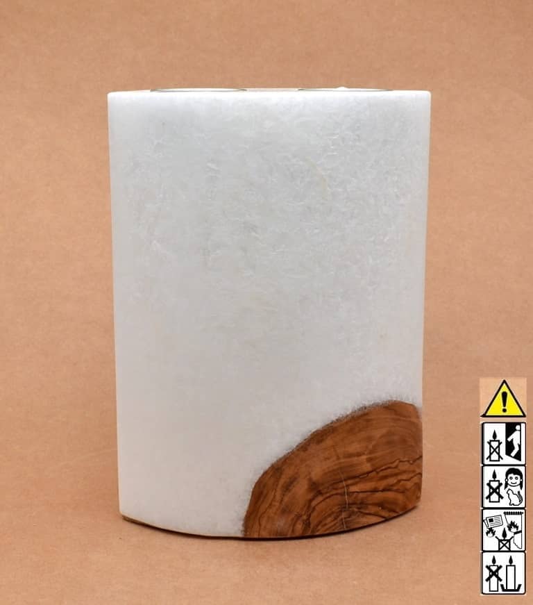 Kerze mit Holzelement, Individuelle, persönliche Hochzeitskerze  Holzkerze, Rund Stearinoptik, Hochzeitskerze mit Teelicht im Kerzen online Shop für Hochzeiten bestellen, günstig kaufen.