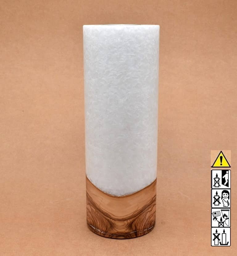 Kerze mit Holz Unikat Rund 90 x 250 mm mit Teelicht Nr.: 2