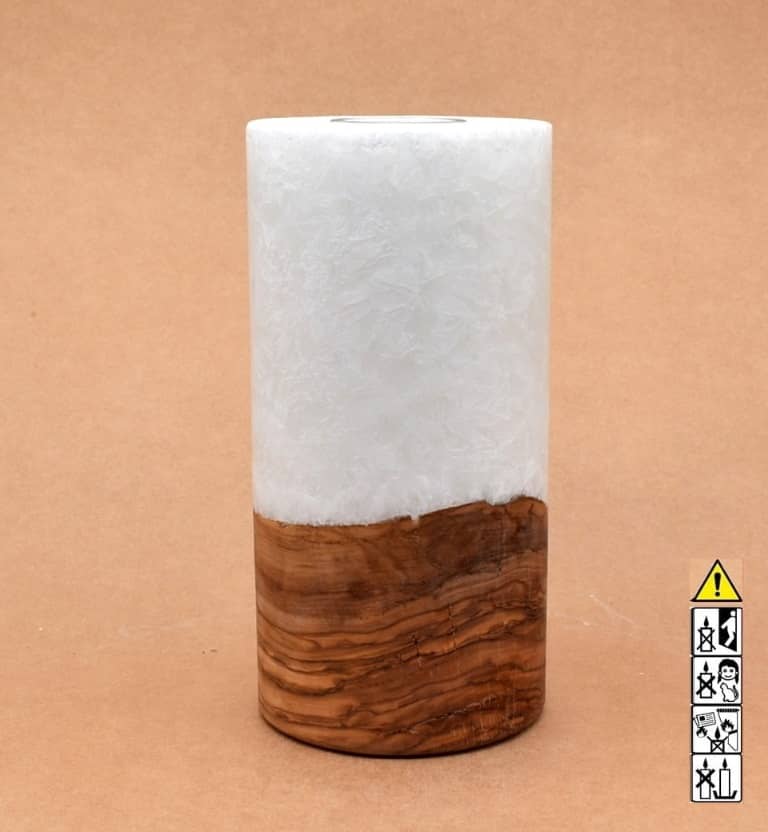 Hochzeitskerze, Kerze mit Holzeinsatz, Teelicht rund, Stearin, im Kerzen online Shop für Hochzeiten bestellen, günstig kaufen.