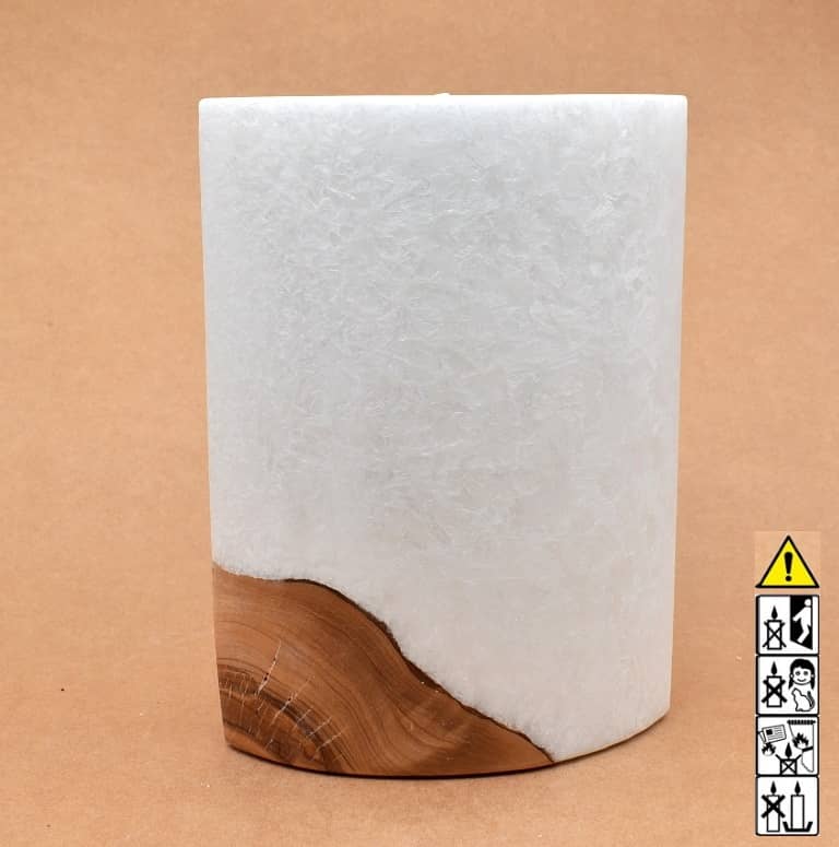 Kerze mit Holzelement, Individuelle, persönliche Hochzeitskerze  Holzkerze, Rund Stearinoptik, Hochzeitskerze mit Teelicht im Kerzen online Shop für Hochzeiten bestellen, günstig kaufen.