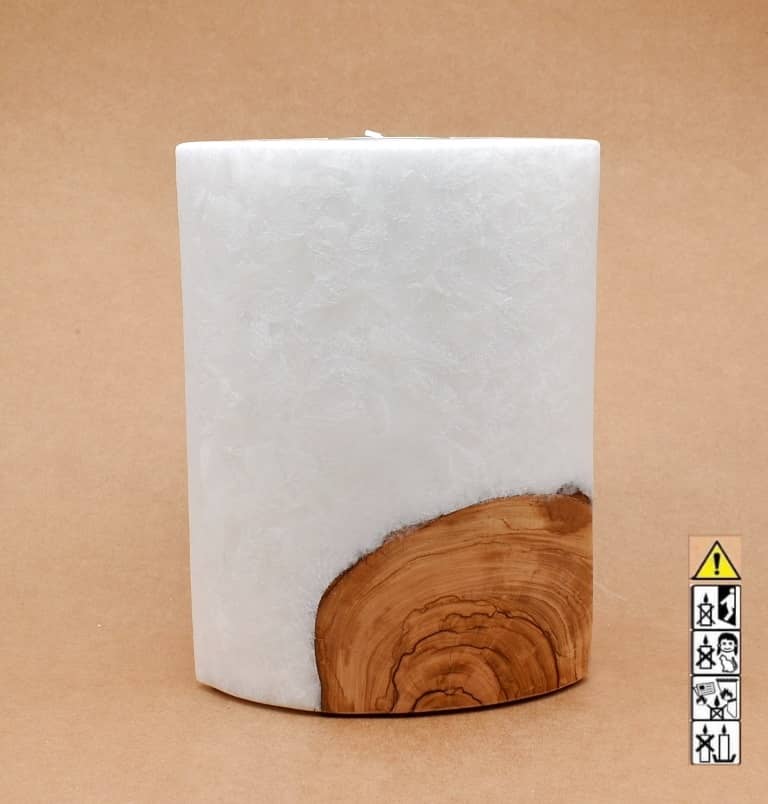 Kerze mit Holzelement, Individuelle, persönliche Hochzeitskerze  Holzkerze, Rund Stearinoptik, Hochzeitskerze mit Teelicht im Kerzen online Shop für Hochzeiten bestellen, günstig kaufen.
