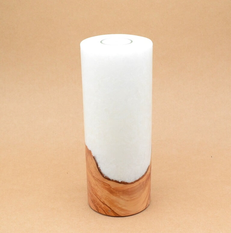 Kerze mit Holz Unikat Rund 100 x 250 mm Nr.5