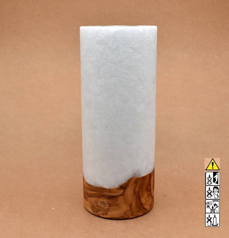 Kerze mit Holz Unikat Rund 100 x 250 mm mit Teelicht Nr.: 6