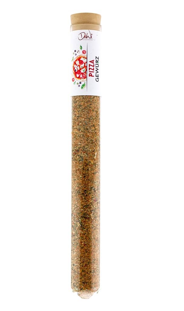 Pizza Gewürz in großem Spice Tube aus Glas Ø 22mm Pizza Gewürz in großem Spice Tube aus Glas Ø 22mm