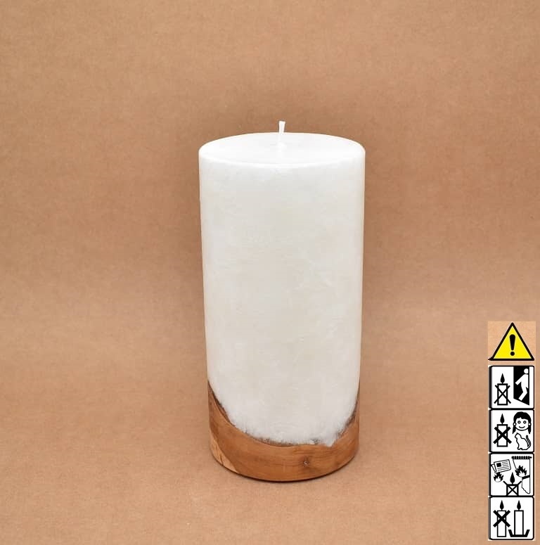 Kerze mit Holz, Teelicht, Unikat Holzkerze, Individuelle runde Hochzeitskerze mit Holz, Holzelementen Hochzeitskerze, Kerze mit Holzeinsatz ohne Teelicht rund, Stearin, im Kerzen online Shop für Hochzeiten bestellen, günstig kaufen.
