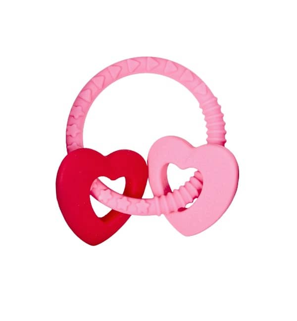 Beißring Baby Glück, rosa (mit 2 Herzen)