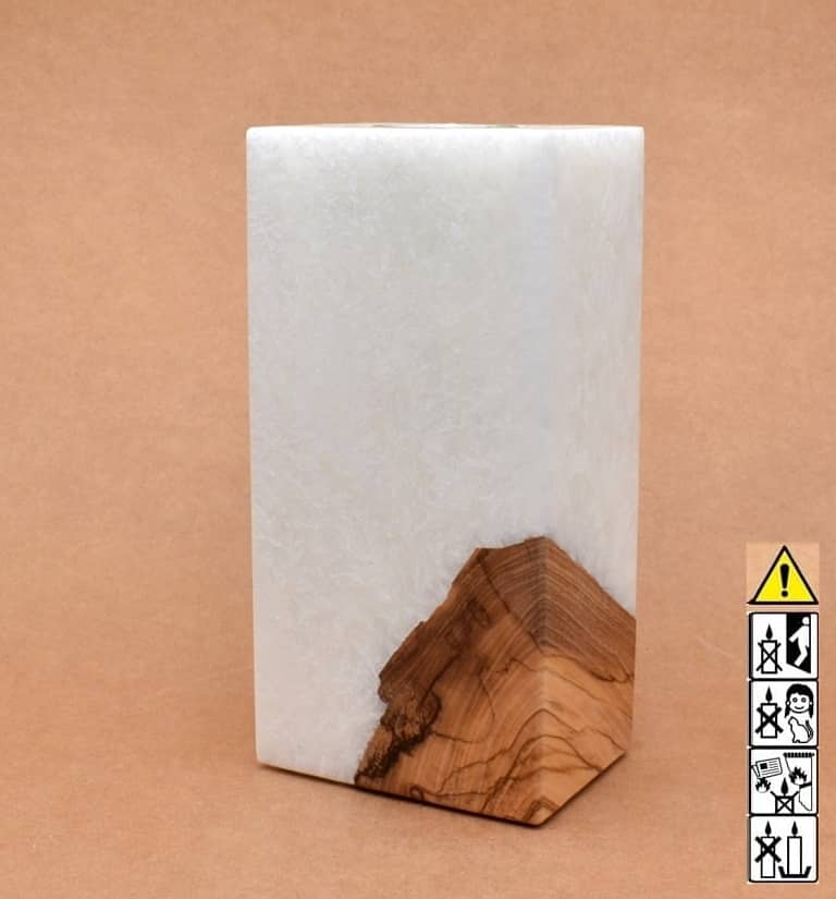 Kerze mit Holz Unikat Quader 70 x 100 x 200 mm mit Teelicht Nr.: 5