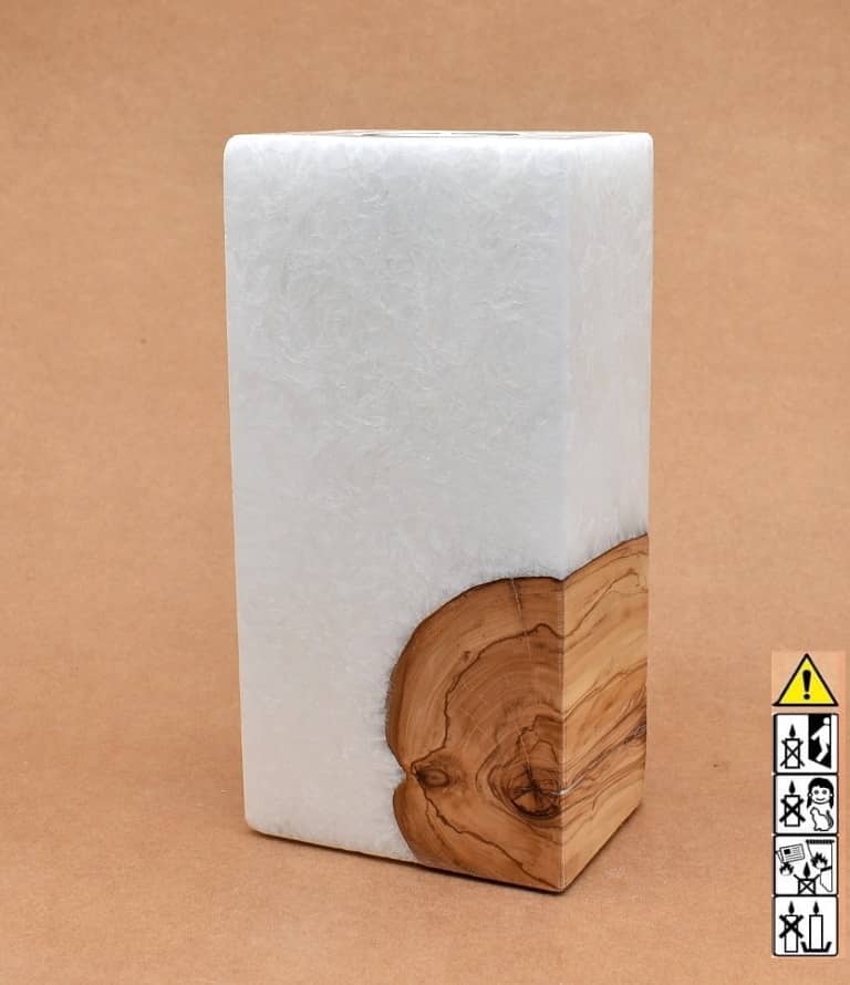 Kerze mit Holz Unikat Quader 70 x 100 x 200 mm mit Teelicht Nr.: 5