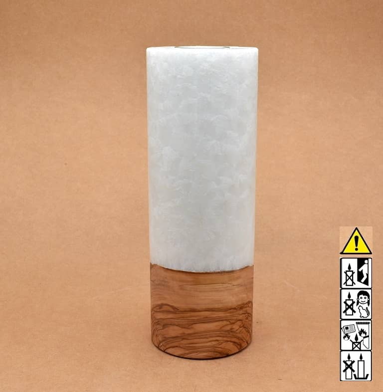 Kerze mit Holzelement, Individuelle, persönliche Hochzeitskerze  Holzkerze, Rund Stearinoptik, Hochzeitskerze mit Teelicht im Kerzen online Shop für Hochzeiten bestellen, günstig kaufen.