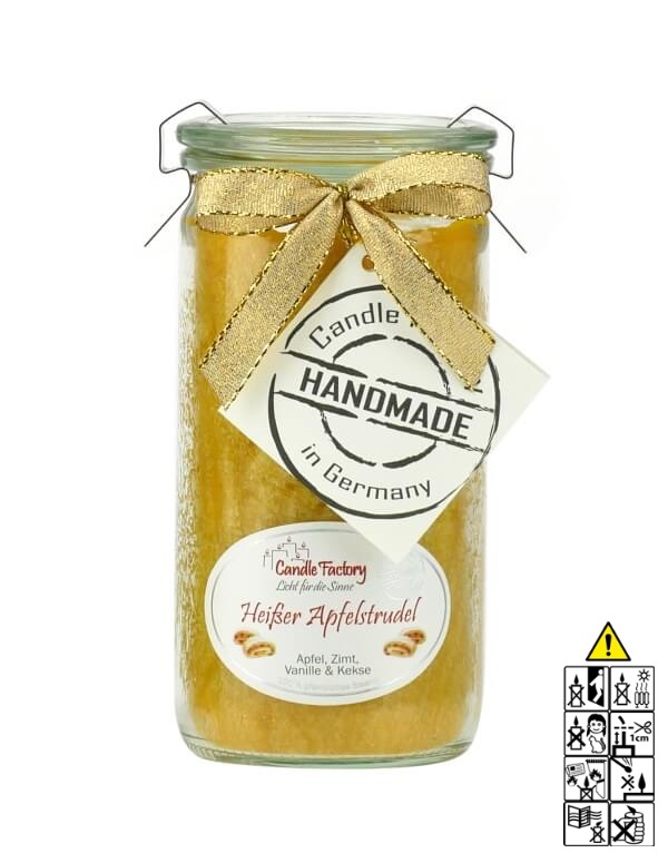 Candle Factory Duftkerze im Weck Glas aus Stearinwachs mit dem Duft Heißer Apfelstrudel Mini Jumbo von Candle Factory