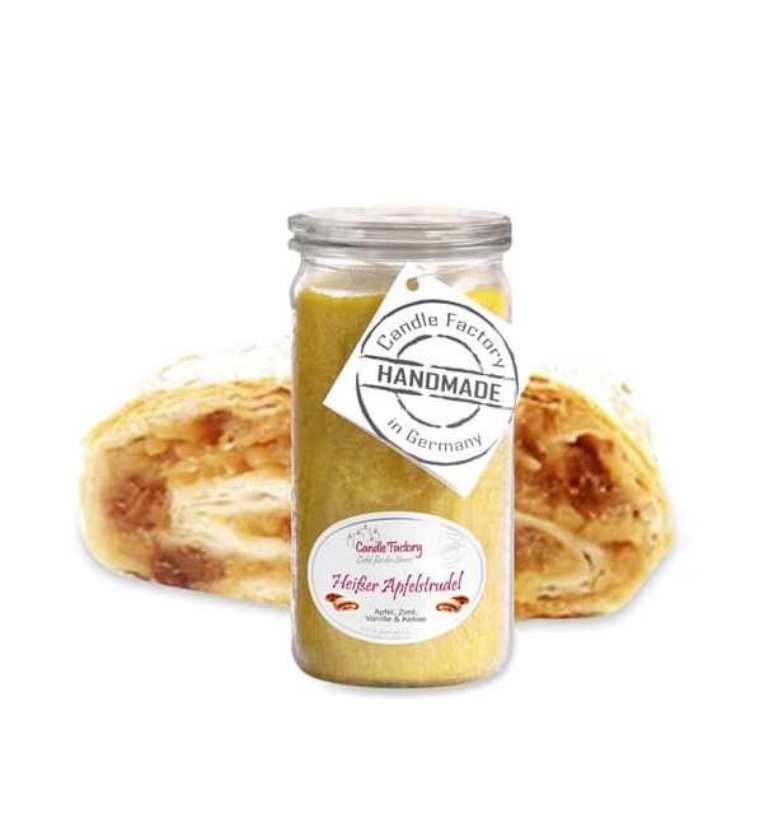Candle Factory Duftkerze im Weck Glas aus Stearinwachs mit dem Duft Heißer Apfelstrudel Mini Jumbo von Candle Factory