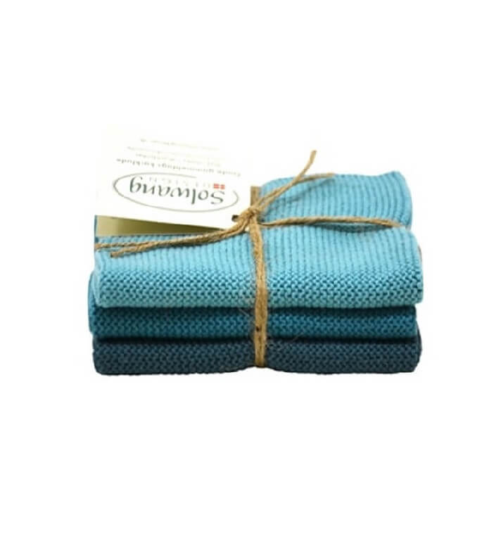 Solwang Wischtuch ?ko-Tex Baumwolle Azurblau Kombi Wischtuch 3er Set von Solwang im Onlineshop kaufen aus 25 x 25 cm Baumwolle gestrickt Azurblau Kombi