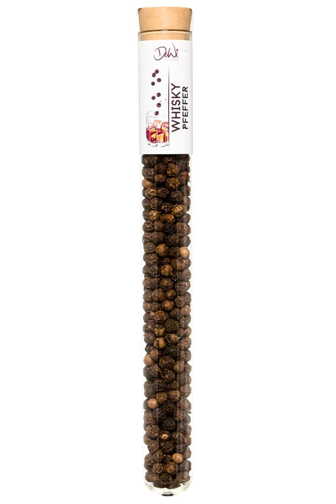 Whisky Pfeffer in Spice Tube aus Glas ? 22mm Whisky Pfeffer. Nachhaltig im Reagenzglas ? 22mm verpackt. Hochwertige kulinarische Produkte im Onlineshop kaufen.