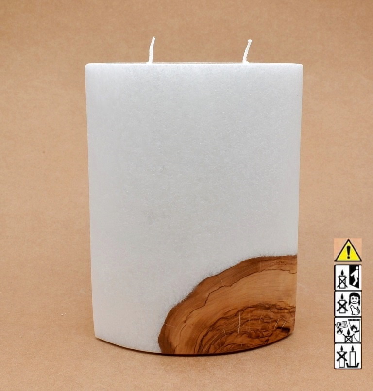 Kerze mit Holzelement, Individuelle, persönliche Hochzeitskerze  Holzkerze, Rund Stearinoptik, Hochzeitskerze mit Teelicht im Kerzen online Shop für Hochzeiten bestellen, günstig kaufen.