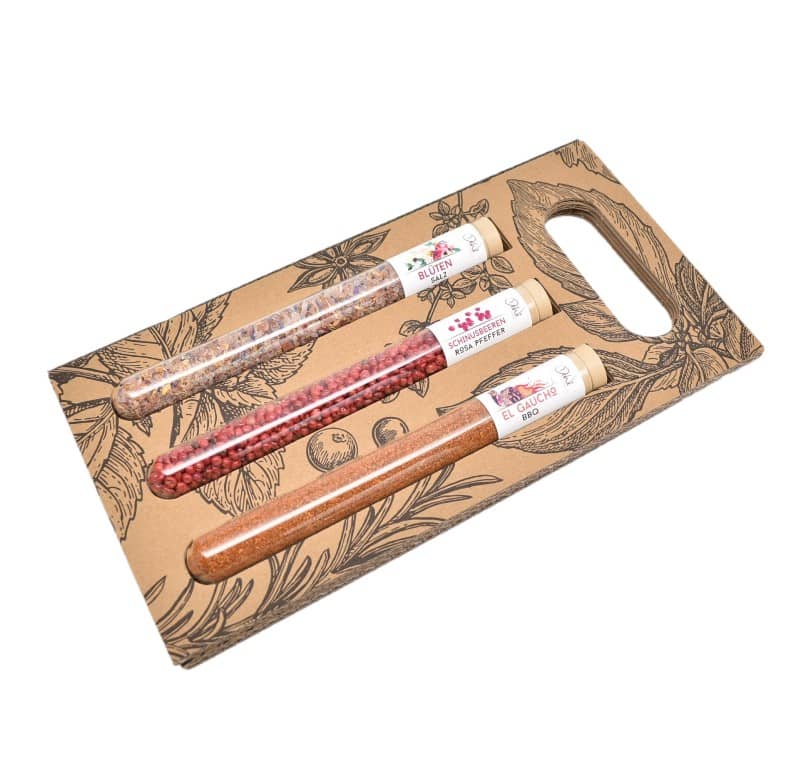 Geschenkverpackung aus Karton für 3 Stück Spice Tube Ø 22 mm Geschenkverpackung aus Karton für 3 Stück Spice Tube Ø 22 mm