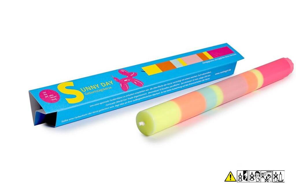Bunte Stabkerze "Sunny Day" 22 x 230 mm (ohne Deko)