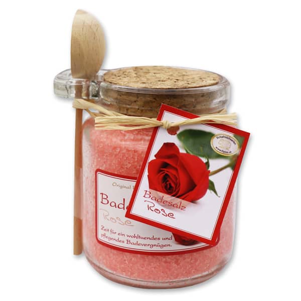 Badesalz Rose mit Holzlöffel Florex für gemütliche Stunden in der Badewanne online kaufen