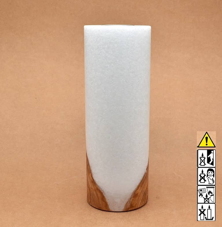Kerze mit Holzelement, Individuelle, persönliche Hochzeitskerze  Holzkerze, Rund Stearinoptik, Hochzeitskerze mit Teelicht im Kerzen online Shop für Hochzeiten bestellen, günstig kaufen.