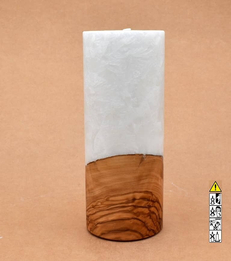 Kerze mit Holz Unikat Rund 80 x 200 mm mit Teelicht Nr.: 11
