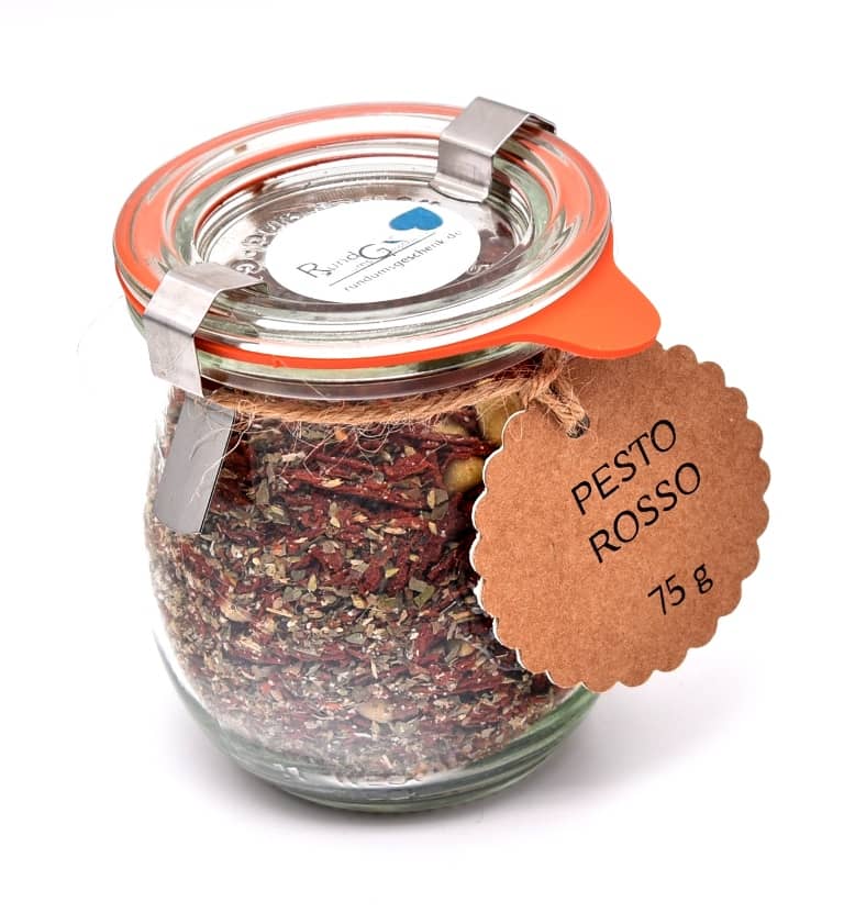 Pesto Rosso im Weck Glas, 75g- Gewürzmischung zum selber anmischen eines leckeren Pesto