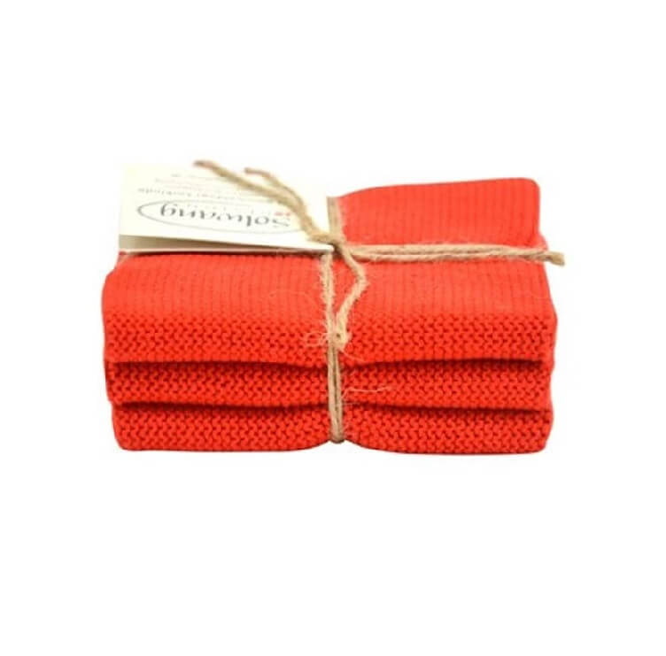  Wischtuch 3er Set von Solwang online kaufen aus 25 x 25 cm Baumwolle gestrickt 3 x Klare rot