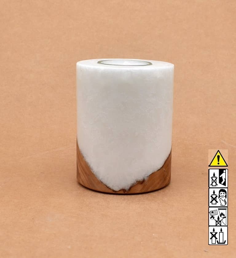 Hochzeitskerze, Kerze mit Holzeinsatz, Teelicht rund, Stearin, im Kerzen online Shop für Hochzeiten bestellen, günstig kaufen.