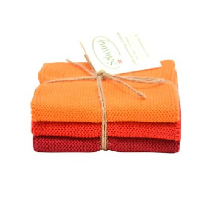 Wischtuch 3er Set von Solwang im Onlineshop kaufen aus 25 x 25 cm Baumwolle orange rot Kombi