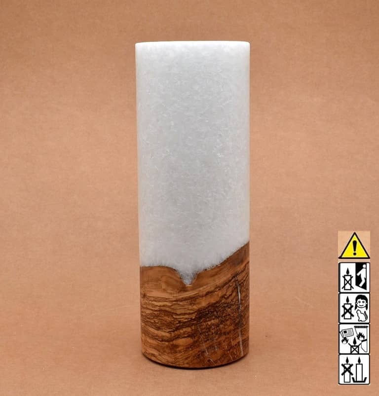 Kerze mit Holzelement, Individuelle, persönliche Hochzeitskerze  Holzkerze, Rund Stearinoptik, Hochzeitskerze mit Teelicht im Kerzen online Shop für Hochzeiten bestellen, günstig kaufen.