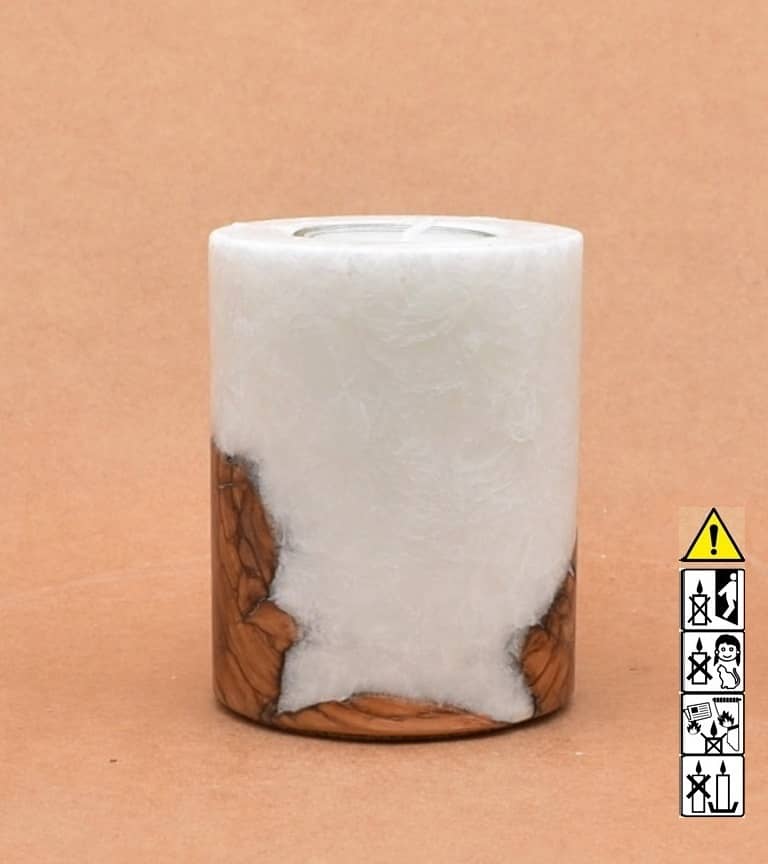 Hochzeitskerze, Kerze mit Holzeinsatz, Teelicht rund, Stearin, im Kerzen online Shop für Hochzeiten bestellen, günstig kaufen.