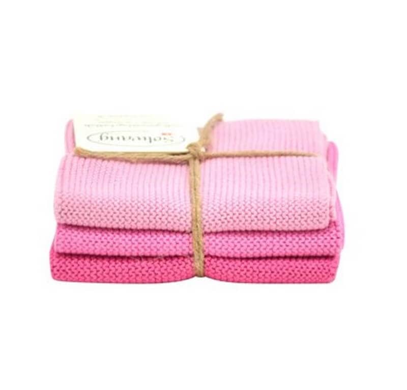 Wischtuch 3er Set von Solwang online kaufen aus 25 x 25 cm Baumwolle gestrickt Rosa Kombi