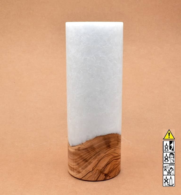 Kerze mit Holz Unikat Rund 90 x 250 mm mit Teelicht Nr.: 4