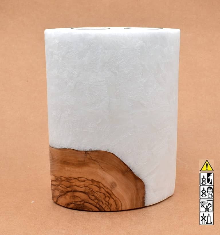 Kerze mit Holzelement, Individuelle, persönliche Hochzeitskerze  Holzkerze, Rund Stearinoptik, Hochzeitskerze mit Teelicht im Kerzen online Shop für Hochzeiten bestellen, günstig kaufen.