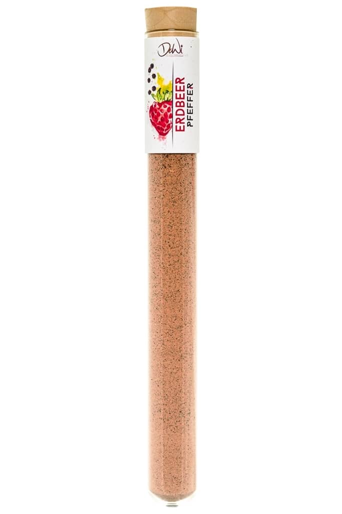 Erdbeerpfeffer in Spice Tube aus Glas ? 22mm Erdbeerpfeffer. Nachhaltig im Reagenzglas ? 22mm verpackt. Hochwertige kulinarische Produkte im Onlineshop kaufen.