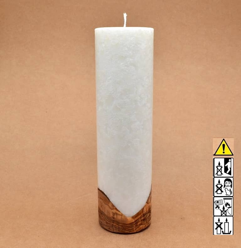 Kerze mit Holz Unikat Rund 70 x 250 mm mit Docht Nr.: 5