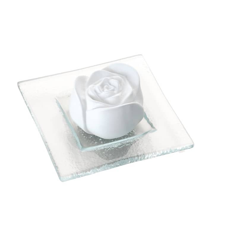 Aroma Duftstein Rosenblüte auf Glasteller transparent