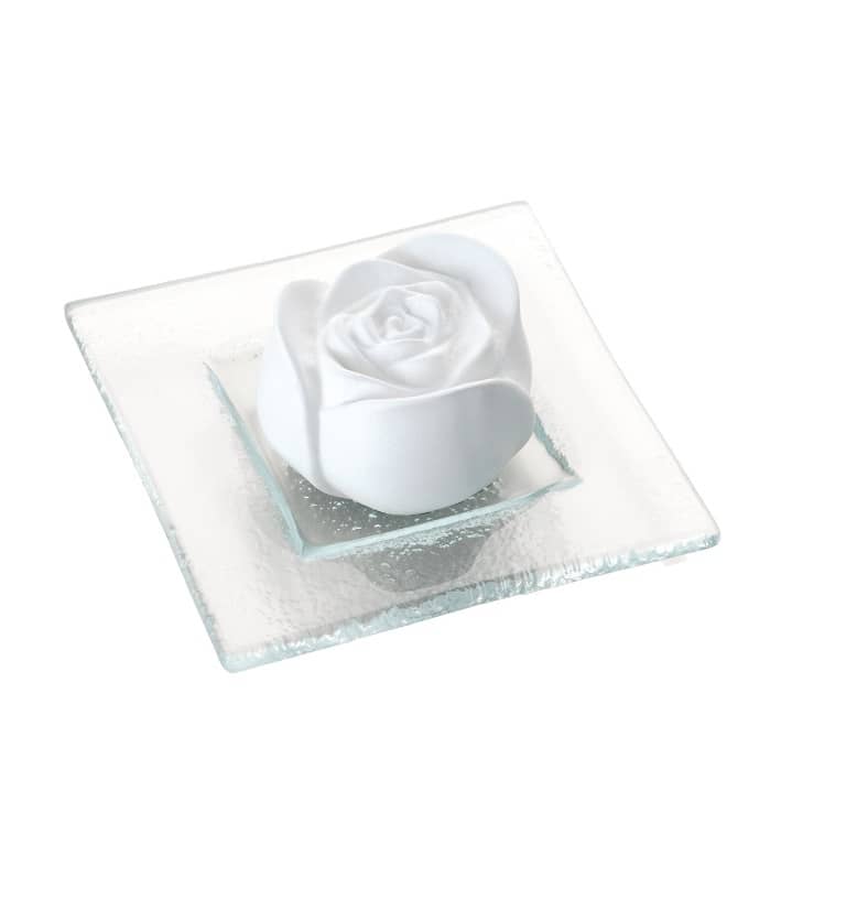 Aroma Duftstein Rosenblüte auf Glasteller transparent Aroma Duftstein Rosenblüte auf Glasteller transparent