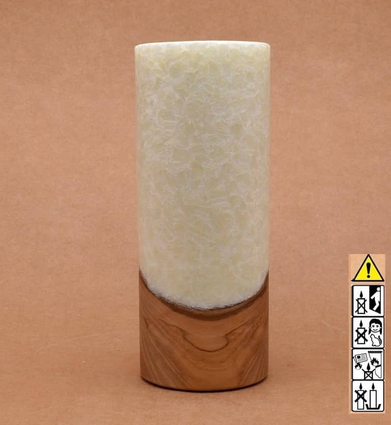 Kerze mit Holz Unikat Rund 80 x 200 mm mit Teelicht in champagner Nr.: 1 Kerze mit Holz Unikat Rund 80 x 200 mm mit Teelicht in champagner Nr.: 1