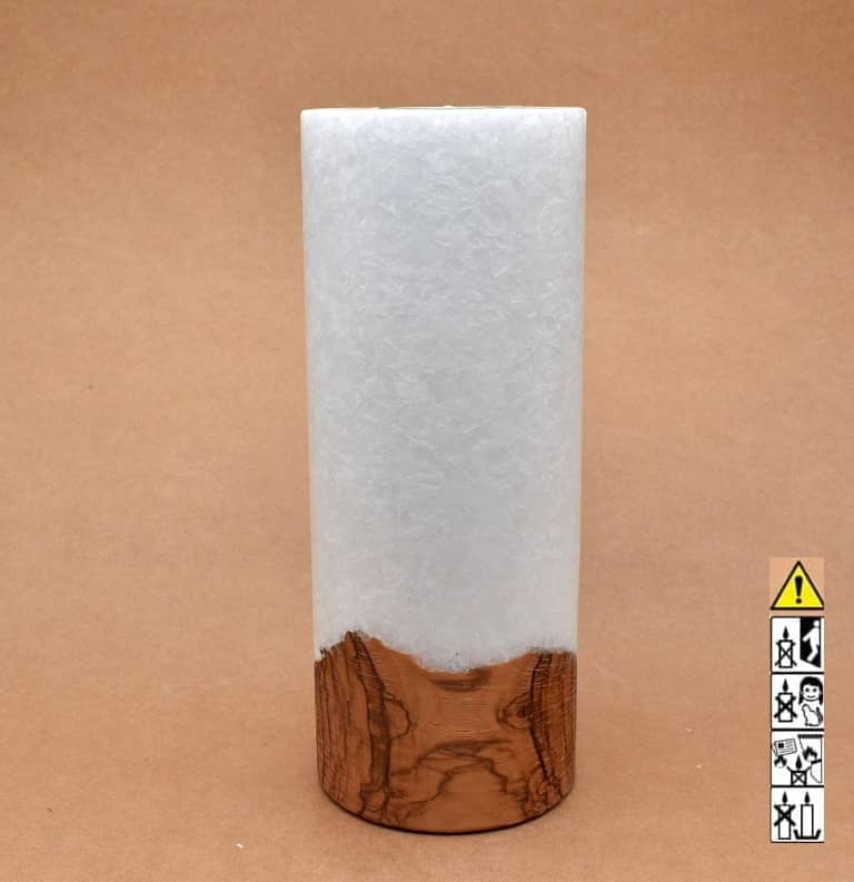 Kerze mit Holz Unikat Rund 100x250mm mit Teelicht. Jetzt in unserem Geschenke Onlineshop kaufen.