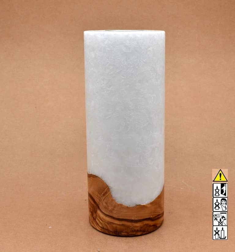 Kerze mit Holz Unikat Rund 100x250mm mit Teelicht. Jetzt in unserem Geschenke Onlineshop kaufen.
