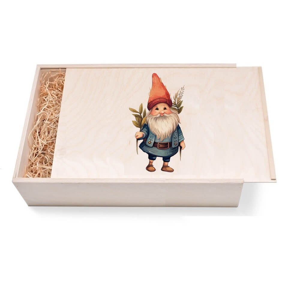 Zwergen Geschenkbox groß aus Holz mit verzierten Deckel. Jetzt in unserem Geschenke Onlineshop kaufen.