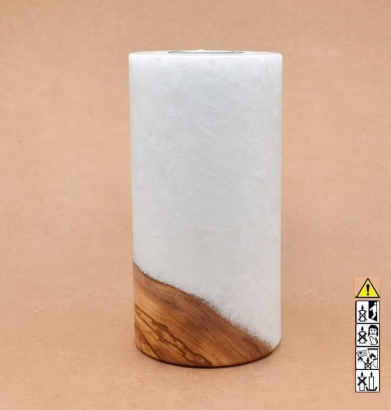 Kerze mit Holz Unikat Rund 100 x 200 mm mit Teelicht Nr.: 1