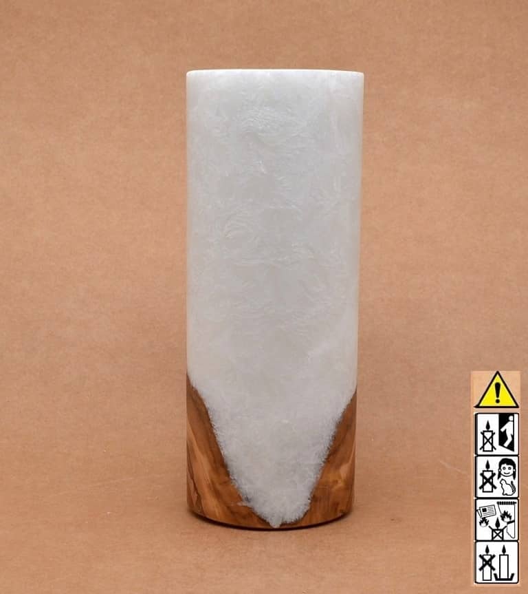 Kerze mit Holz Unikat Rund 80x200mm mit Teelicht. Jetzt in unserem Geschenke Onlineshop kaufen.