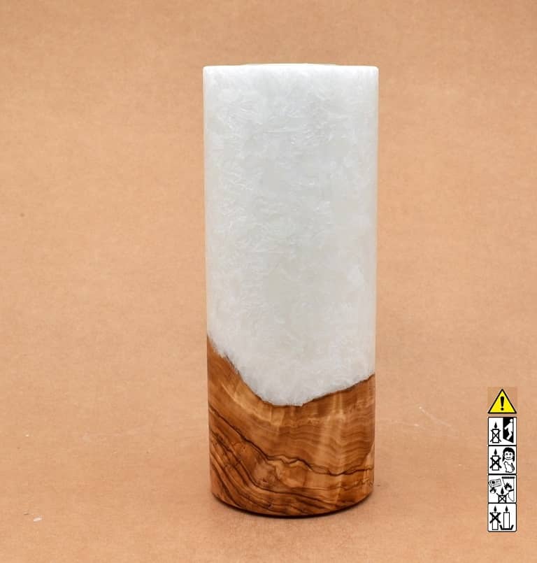 Kerze mit Holz Unikat Rund 80x200mm mit Teelicht. Jetzt in unserem Geschenke Onlineshop kaufen.