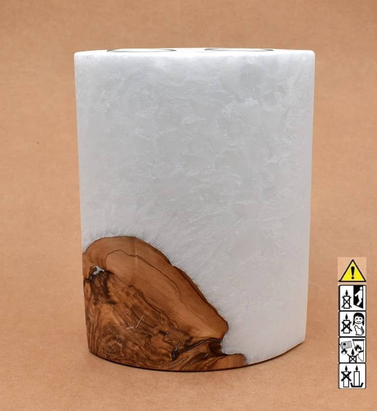 Kerze mit Holzelement, Individuelle, persönliche Hochzeitskerze  Holzkerze, Rund Stearinoptik, Hochzeitskerze mit Teelicht im Kerzen online Shop für Hochzeiten bestellen, günstig kaufen.