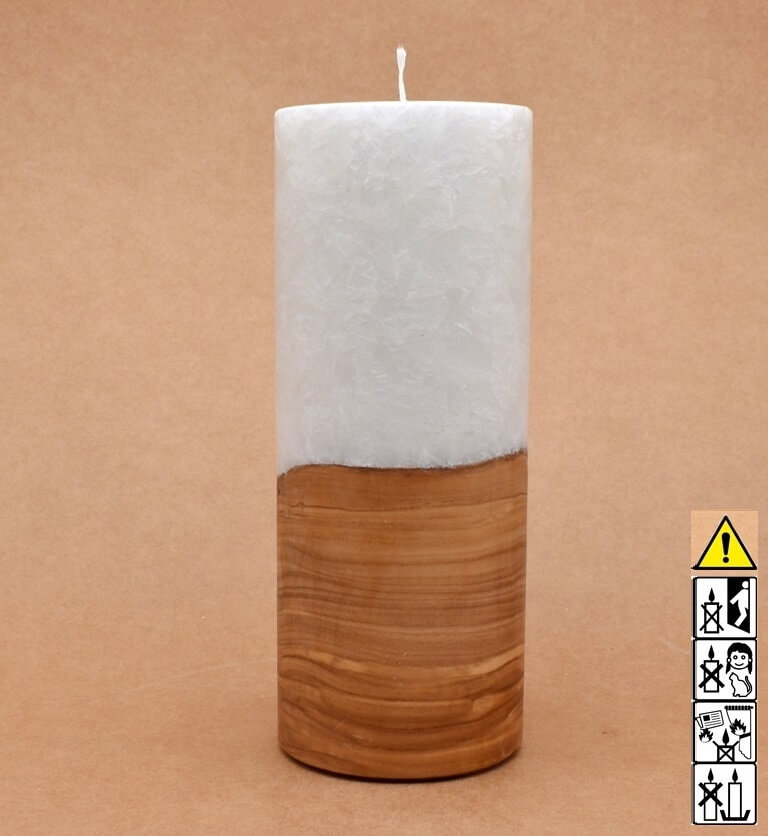 Kerze mit Holz Unikat Rund 80 x 200 mm mit Docht Nr.: 11 Kerze mit Holz Unikat Rund 80 x 200 mm mit Docht Nr.: 11