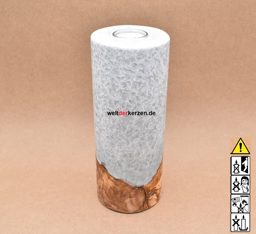 Kerze mit Holz, Unikat Holzkerze, Rund Stearin Kerze 155 Kerze mit Holzelement, Unikat Holzkerze, Rund Stearinoptik, Kerze mit Teelicht Nummer 155