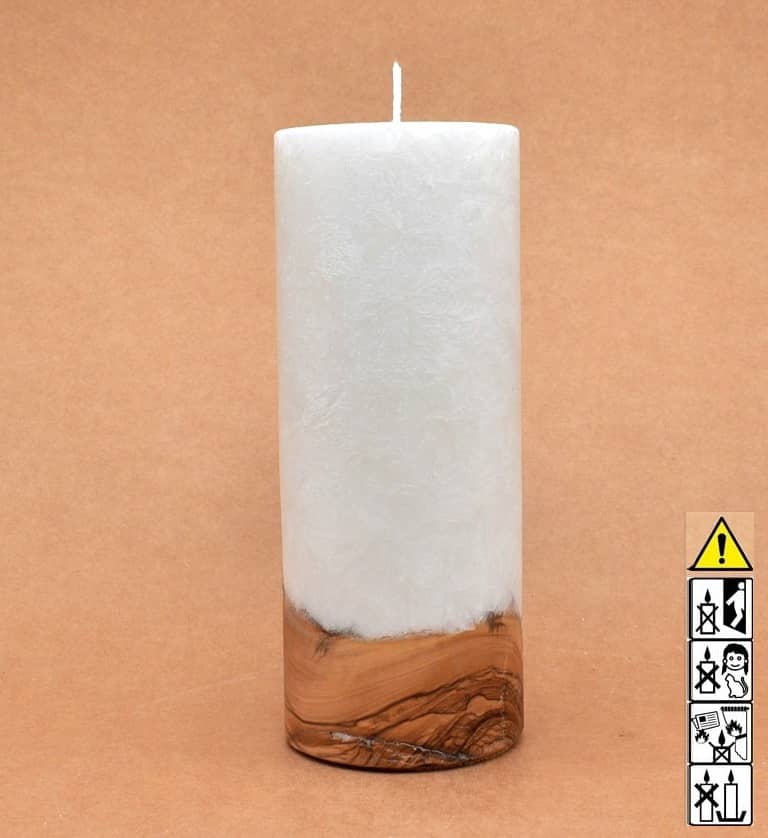 Kerze mit Holz Unikat Rund 80 x 200 mm mit Docht Nr.: 7 Kerze mit Holz Unikat Rund 80 x 200 mm mit Docht Nr.: 7