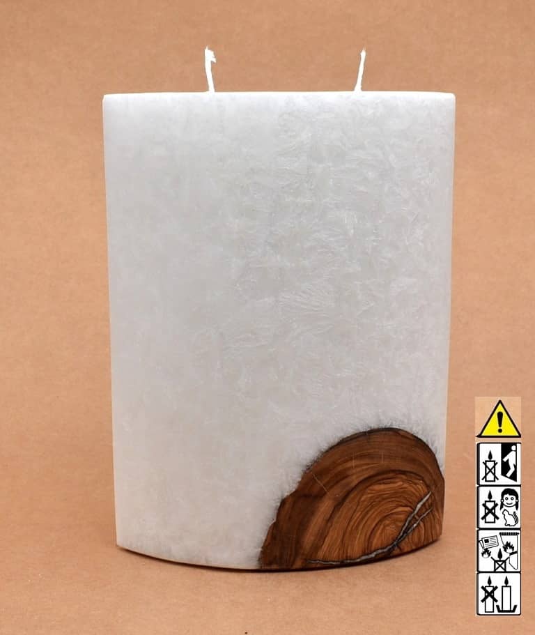 Kerze mit Holz Oval Kanten spitz 210 x 140 x 80 mm 2 x Docht. Nr.: 4 Kerze mit Holz Oval Kanten spitz 210 x 140 x 80 mm 2 x Docht. Nr.: 4