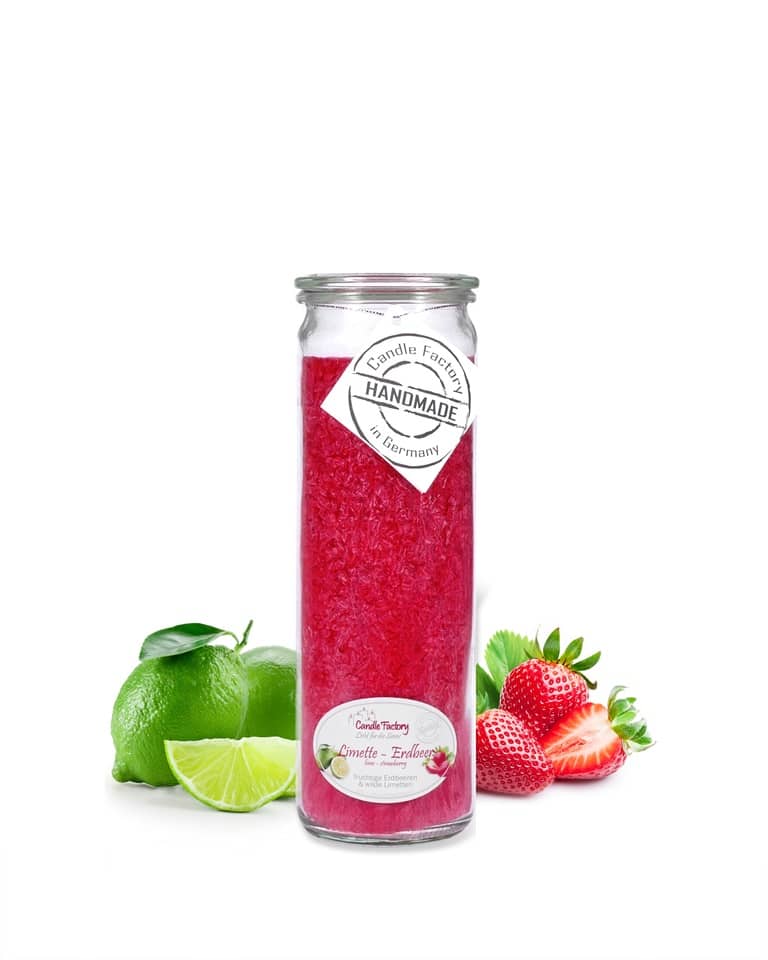 Limette - Erdbeere - Big Jumbo Duftkerze im Glas von Candle Factory