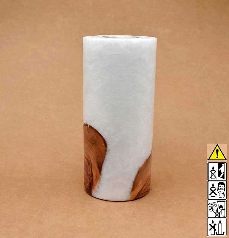Kerze mit Holz, Unikat Holzkerze, Rund Stearin Kerze 123 Kerze mit Holzelement, Unikat Holzkerze, Rund Stearinoptik, Kerze mit Teelicht Nummer 123